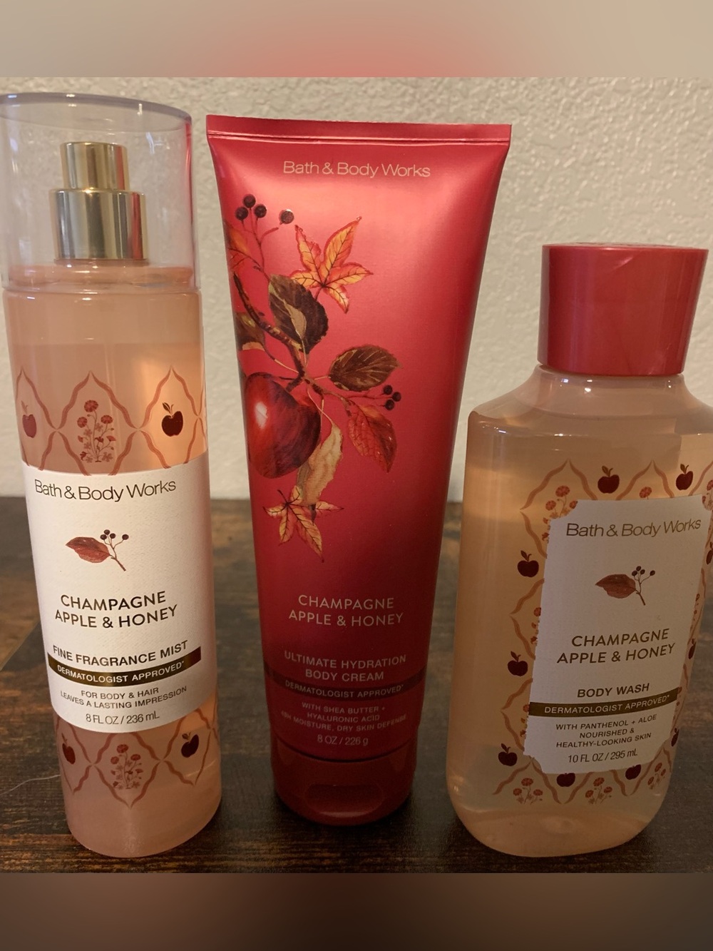Bath & Body Works Champagne Apple & Honey Body Cream, Wash, and Mist